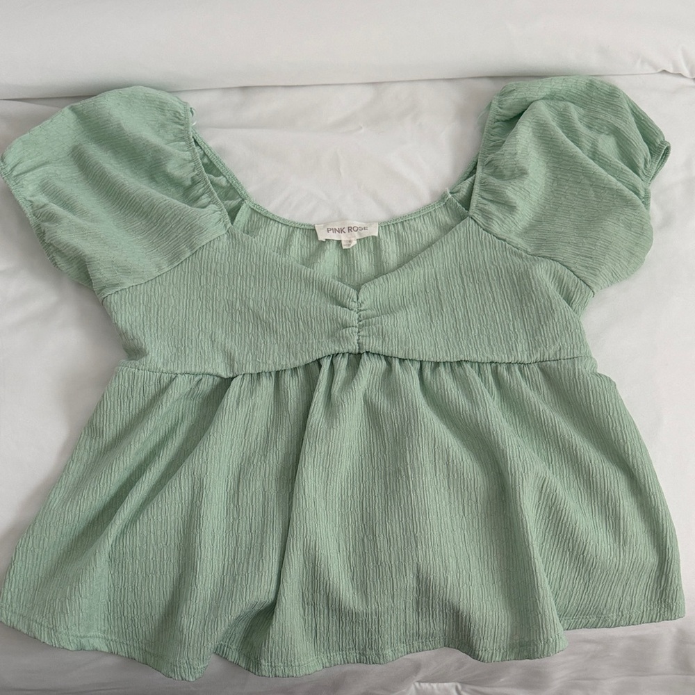 Free People Sage Puff Sleeve Blouse